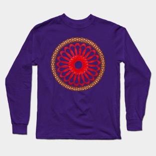 Spirograph Concentric Pattern--Brown and Red Long Sleeve T-Shirt